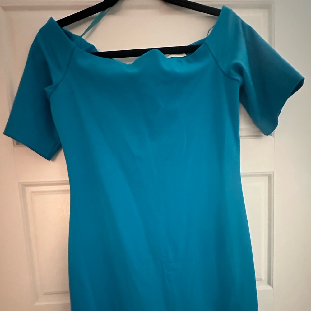 Amanda Uprichard Blue Off-Shoulder Dress - Picture 2 of 5